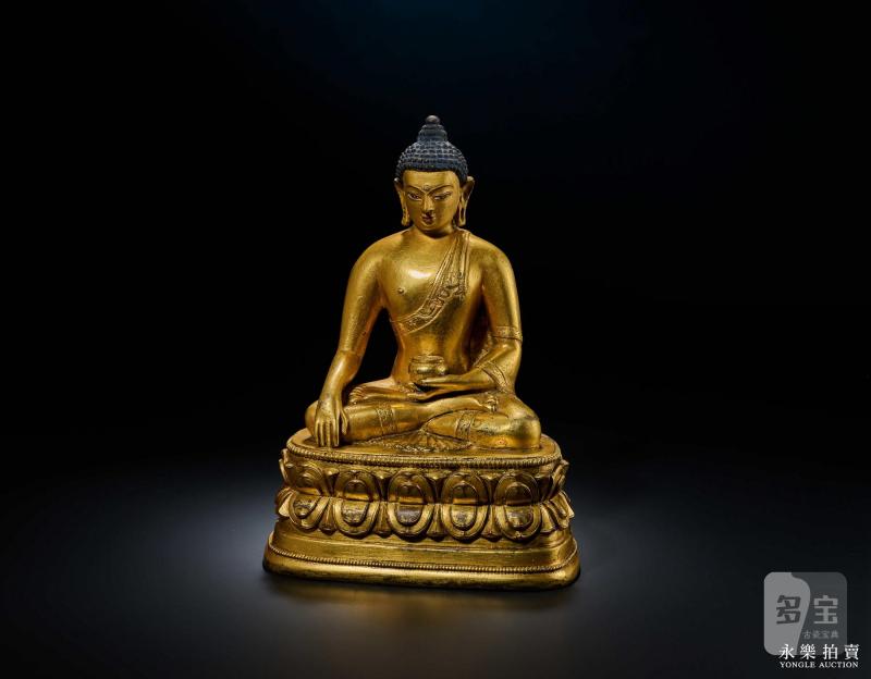 18世纪 （蒙古扎纳巴扎尔风格）铜鎏金释迦牟尼 - 图5
